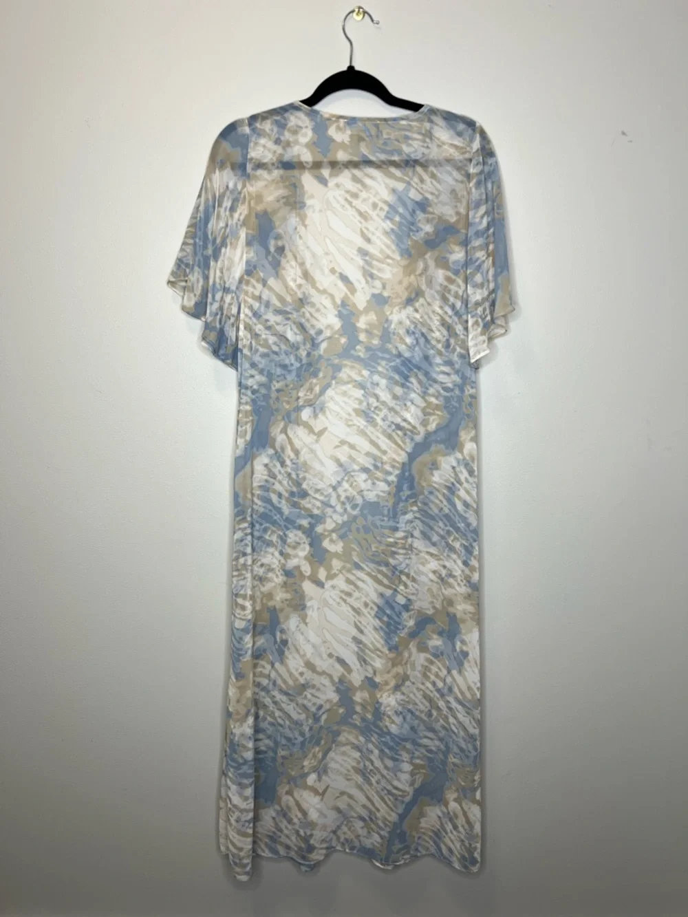 ASHER Boho Christian Flutter Sleeve Semi Sheer flowy Open Front Duster size M